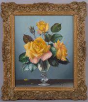 Alexander Wilson, still life roses, oil on canvas, signed, 30cm x 25cm, framed Good condition