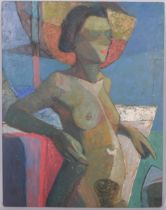 Julian Stanczak (1928-2017) 'Female Figure'. Early 1950s oil on board, unsigned. 53 x 68cm.