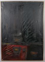 Abstract oil on canvas (1950/60s) 91cm 127cm. Present owner's family had connections to the New