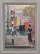 Albert Page (1905-1983) 'Street Scene', oil on board, 53cm x 76cm, signed 'A S Page' lower left.