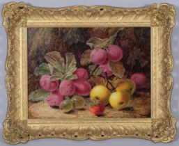 Oliver Clare (1853 - 1927), still life fruit on a mossy bank, oil on canvas, signed, 23cm x 31cm,