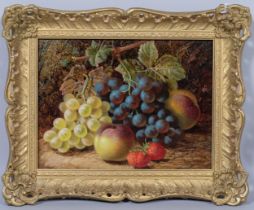 Oliver Clare (1853 - 1927), still life fruit on a mossy bank, oil on canvas, signed, 23cm x 31cm,