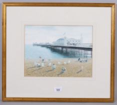 K Stedman, highly detailed view of Brighton Pier, watercolour, signed and dated 1989, 23cm x 31cm,