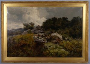 Benjamin Williams Leader (1831 - 1923), landscape, oil on canvas, signed, 61cm x 92cm, framed Good