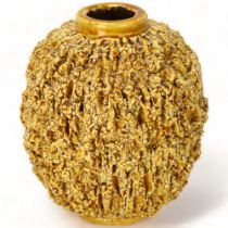 GUNNAR NYLUND for Rorstrand, Sweden, a 1940s' Hedgehog vase, with thick chamotte and pale orange