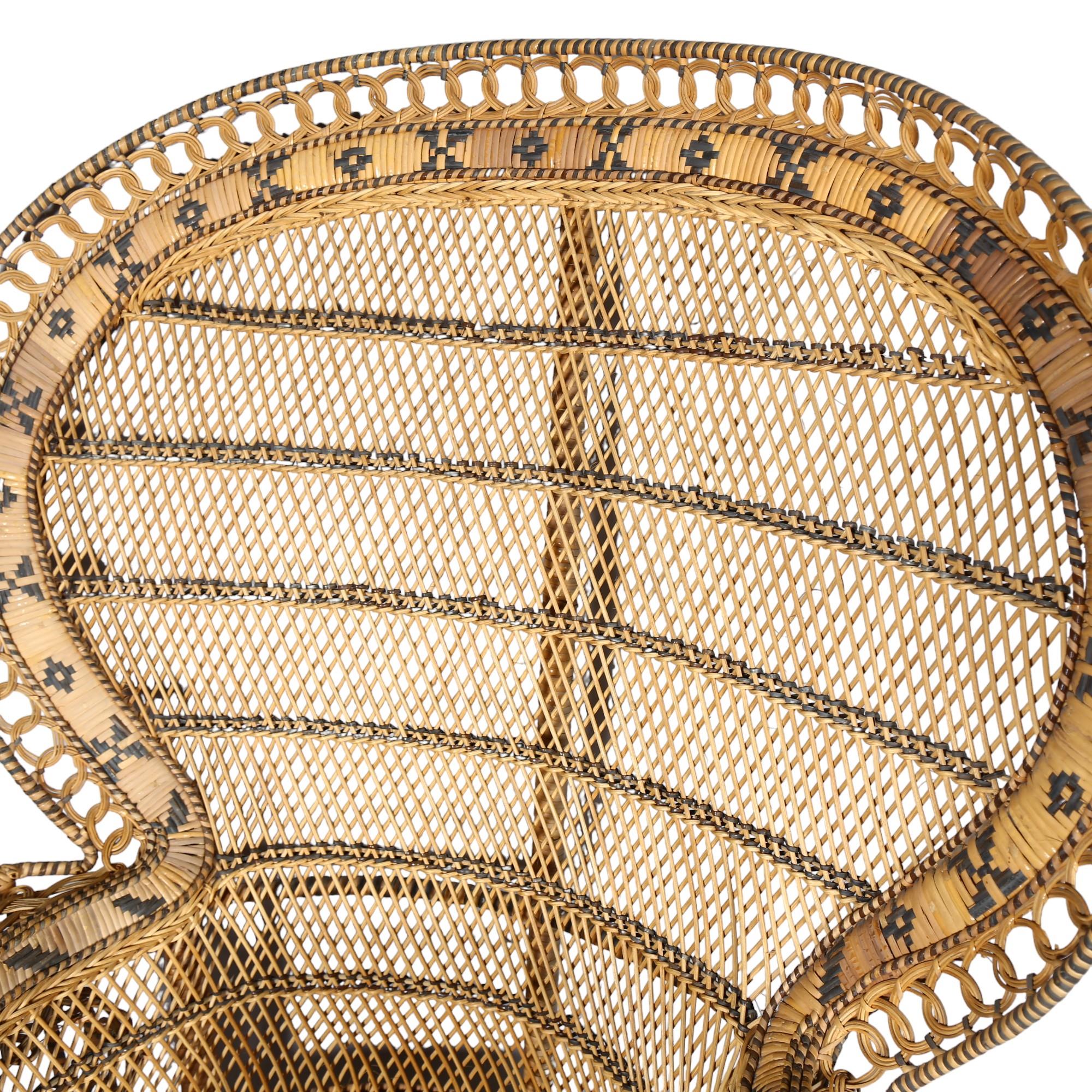 A 1960s/70s rattan Peacock chair, height 136cm The rattan has faded and the outer edge of both - Image 3 of 3