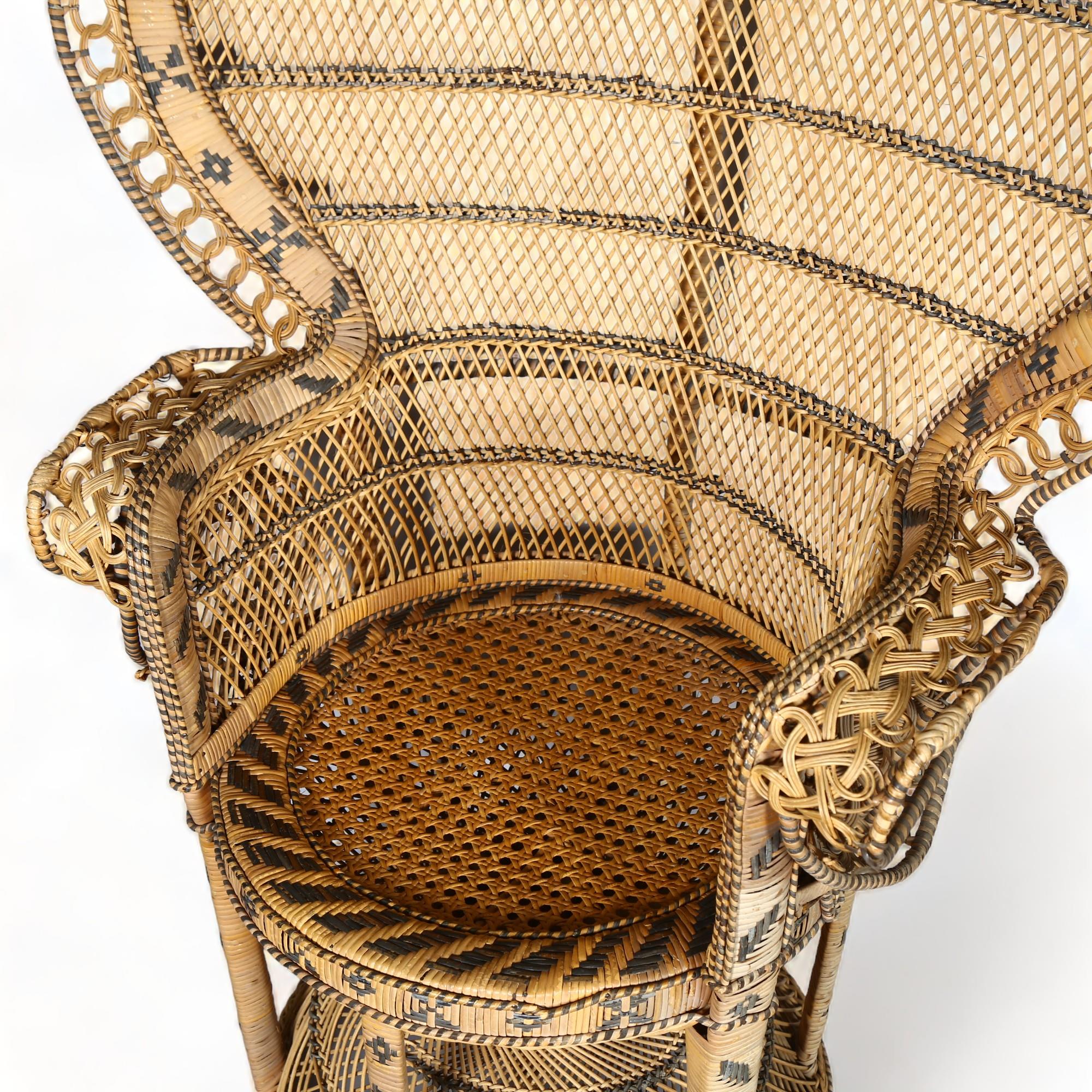 A 1960s/70s rattan Peacock chair, height 136cm The rattan has faded and the outer edge of both - Image 2 of 3