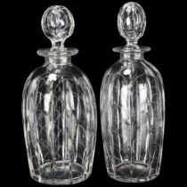 CLYNE FARQUARSON (1906-78), two cut glass decanters similar 1930s' pattern, signed to base also