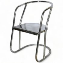 A 1930s' light weight tubular steel and aluminium cantilever chair of unusual form, height 74cm