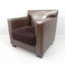 JEAN-MICHEL FRANK, a leather club chair, model "1932 Straight Back" armchair, by Ecart International
