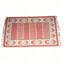 A mid 20th century Swedish flat weave (Rollakan) rug, signed with initial M, 202 x 138cm Good