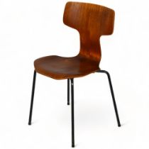 ARNE JACOBSEN, a rare first edition Fritz Hansen hammer chair in bent ply with ribbed plastic coated