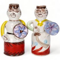 GIOVANNI DESIMONE, Italy, a pair of earthenware ceramic figural vases, signed to base, tallest 19.