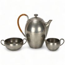 JUST ANDERSEN, Denmark, an Art Deco pewter coffee set, model 2158/59, makers marks to base,