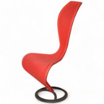 A 1990s' TOM DIXON S chair by Cappellini, Italy, dusky pink wool upholstery, makers mark to base,