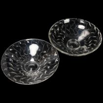 CLYNE FARQUARSON for John Walsh, 2 Trailing Leaf design cut glass footed centre bowls, both signed