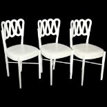 GIO PONTI, Italy, a set of 6 Montina 969 chairs in white lacquered wood with leather upholsterey,