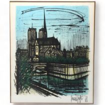 BERNARD BUFFET, Notre Dame Cathedral, colour lithograph, 1968, image 51cm x 41cm, framed Very slight