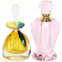 WILL SHAKSPEARE, British, a studio glass perfume bottle and another facet cut perfume bottle,