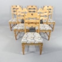 HENNING KJAERMULF for E.G 6 high back razor blade chairs in oak together with a mid-century Danish