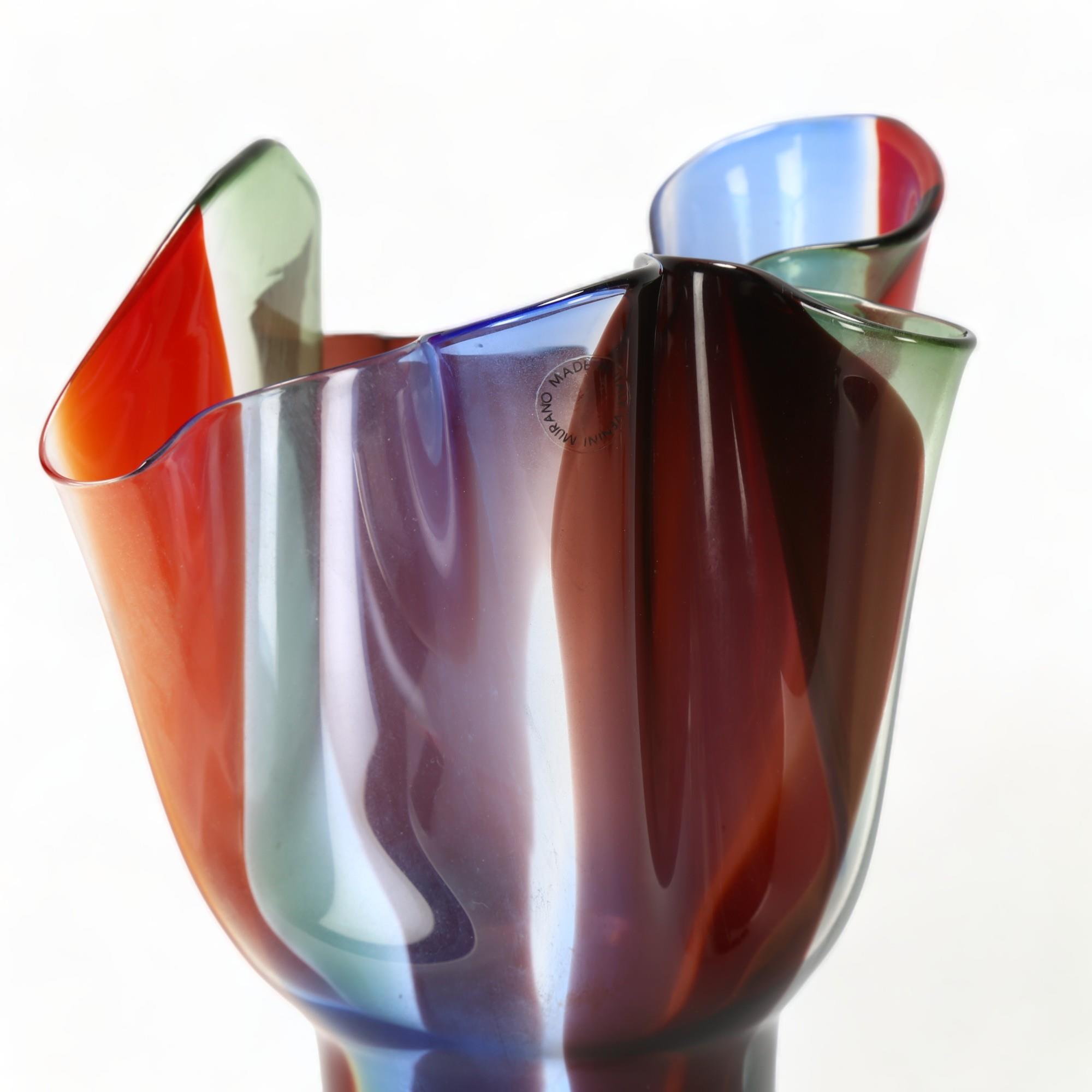 TIMO SARPANEVA for Venini, a 1991 designed Kukinto vase in blue, red, green and violet glass, signed - Image 2 of 3