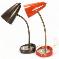 2 1950/60s Pifco model 971 desk lamps, with adjustable gooseneck stem and iron base, height approx