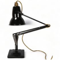 A Herbert Terry Anglepoise lamp, black paintwork, original two-step base, makers stamp, approx