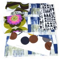 A collection of 5 mid-century modern fabric panels, including "Jazz" for Spira, LINDA SVENSSON for