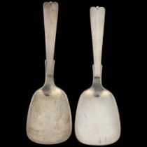 HANS HANSEN - a pair of Danish modernist sterling silver tea caddy spoons, length 12cm No damage