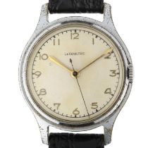 JAEGER LECOULTRE - a stainless steel mechanical wristwatch, circa 1940s, silvered dial with gilt