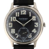 GIRARD-PERREGAUX - a stainless steel pilot's mechanical wristwatch, circa 1940s, black dial with