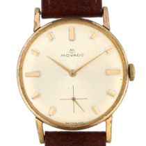 MOVADO - a gold plated stainless steel mechanical wristwatch, ref. 1031, silvered dial with gilt