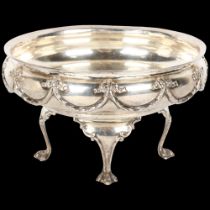 A George V silver table centre bowl, ES Barnsley & Co, Birmingham 1913, circular form with relief