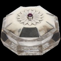 An Arts and Crafts style silver-mounted glass and star ruby box, Josephine Mary Carter, London 1995,