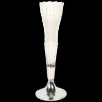 A large late Victorian silver-mounted glass trumpet vase, indistinct maker, Sheffield 1900, hob nail