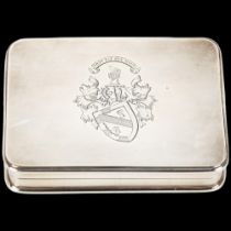 A good quality Elizabeth II Scottish silver double stamp box, Arthur Angell, Glasgow 1954, rounded