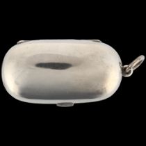 An Edwardian silver sovereign/stamp case, Edwin Joseph Houlston, Birmingham 1902, oval form, with