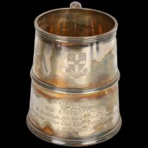 A heavy gauge George V silver pint mug, AE Poston & Co Ltd, Birmingham 1930, tapered cylindrical
