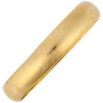 A mid-20th century 22ct gold wedding band ring, maker FM, London 1961, band width 3.6mm, size N, 2.