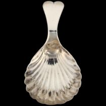 A George III silver tea caddy spoon, Edward Mayfield, London 1804, shell bowl with heart-shaped