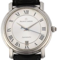 MAURICE LACROIX - a stainless steel Pontos automatic calendar wristwatch, ref. PT6017, silvered dial