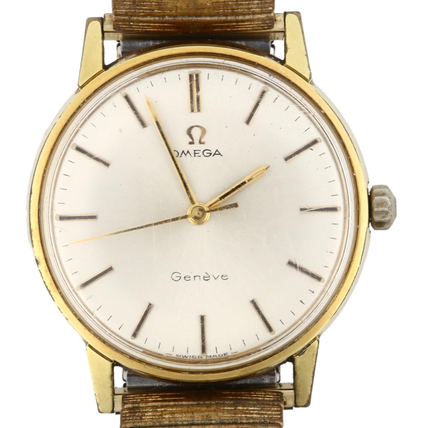 OMEGA - a gold plated stainless steel Geneve mechanical wristwatch, ref. 135.011, circa 1968,