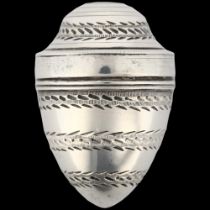 A George III silver 'Egg' nutmeg grater, Samuel Pemberton, Birmingham 1801, allover bright-cut