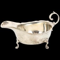 A small George V silver sauce boat, Barker Brothers, Chester 1915, 12cm, 2.3oz General wear to
