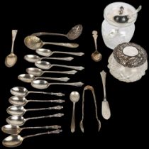 Various silver, including spoons, dressing table jars etc, 11.3oz weighable Lot sold as seen