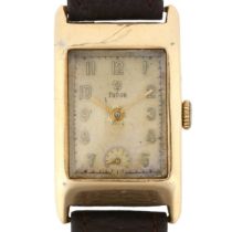 TUDOR - a 9ct gold mechanical wristwatch, circa 1940s, silvered dial with applied gilt Arabic