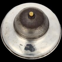 An Art Deco George V silver-mounted table bell, Grey & Co, Chester 1911, diameter 10.5cm, not