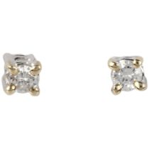 A pair of 18ct white gold 0.06ct solitaire diamond earrings, each claw set with 0.03ct modern