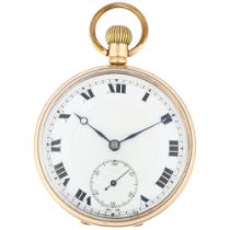 BUREN - an early 20th century 9ct rose gold open-face keyless pocket watch, circa 1920s, white