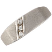 A 9ct white gold diamond signet ring, maker DK, Birmingham 2006, pave set with modern round